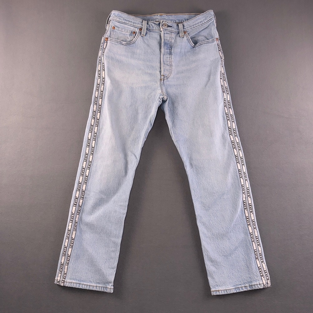 Levis 501 Original Fit Light Wash Tape Logo Side Stripe Jeans W29 L26 36200-0071